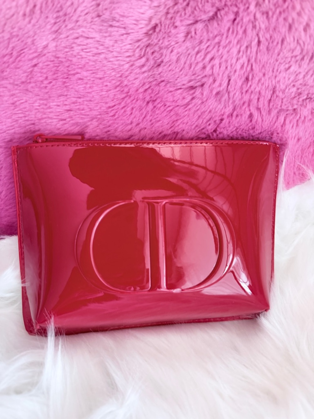 Christian Dior Red Zip Pouch New